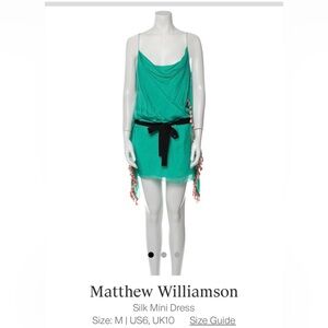 Matthew Williamson Teal Green Silk Mini Dress missing black belt